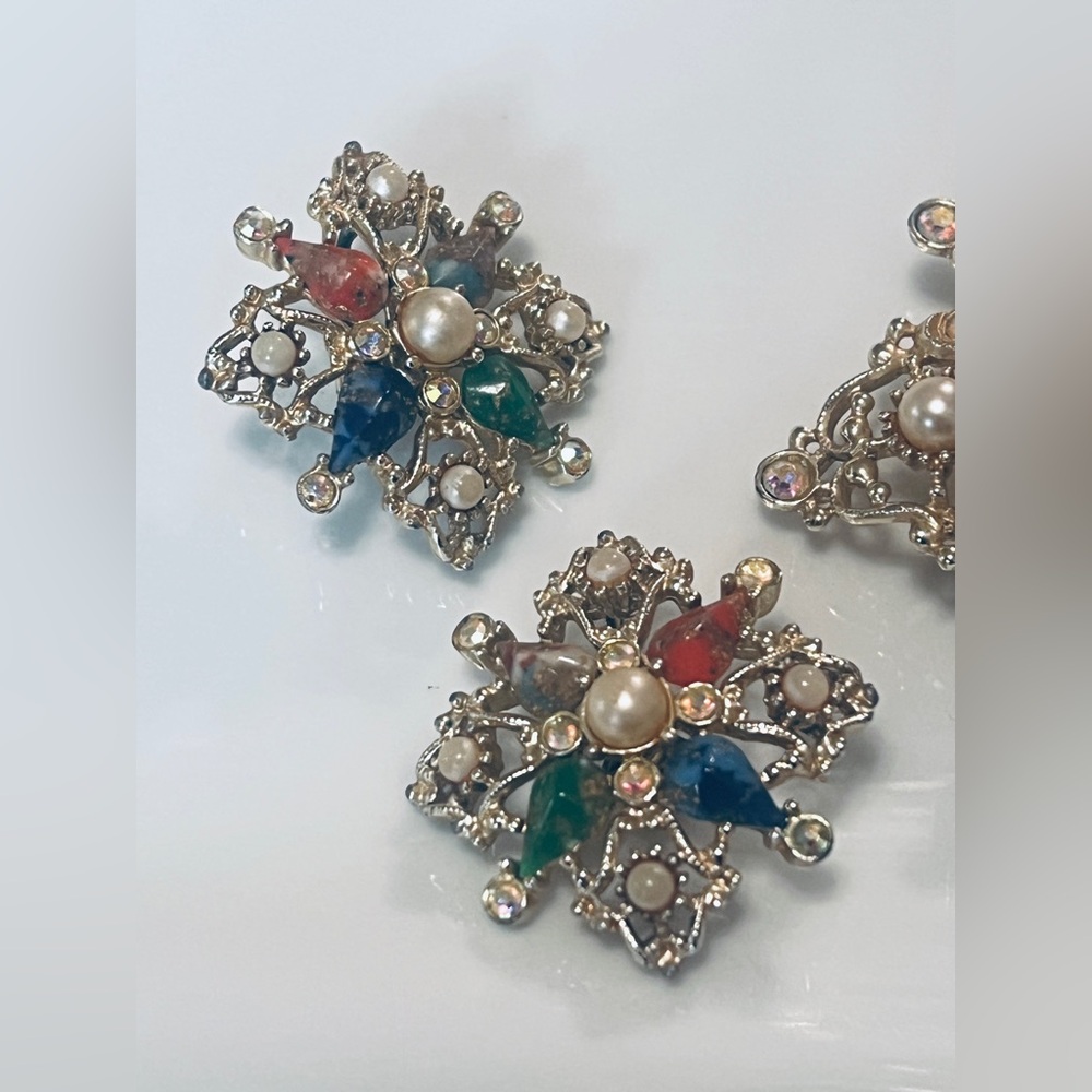 Vintage 60s Sarah Coventry Signed Galaxy Brooch and Earring set - Picture 4 of 8
